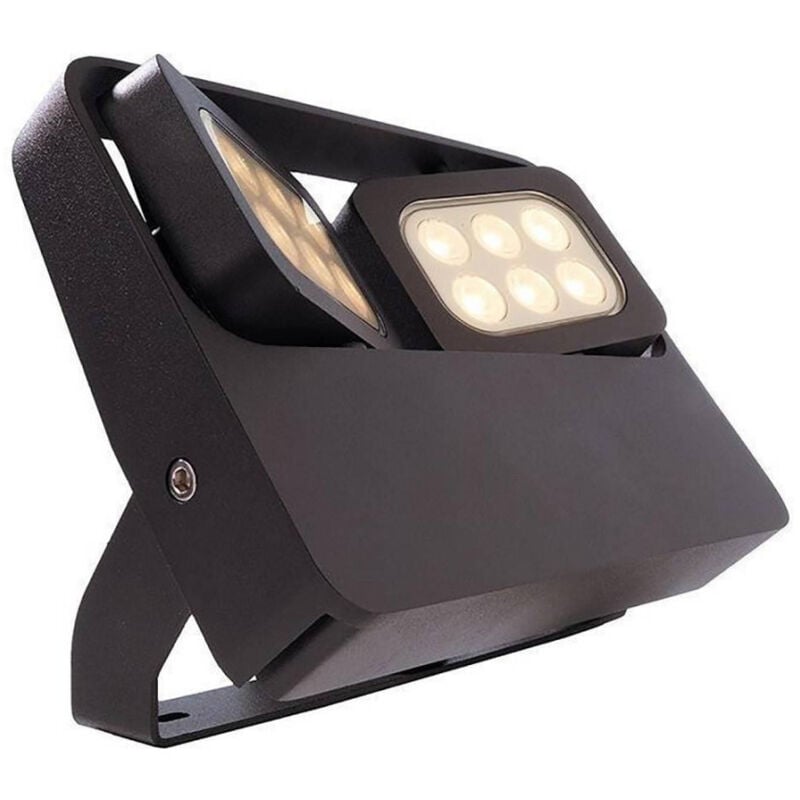 foto del prodotto trade shop traesio faretto led 12w doppio diffusore orientabile faro staffa ip65 luce esterni giardino 