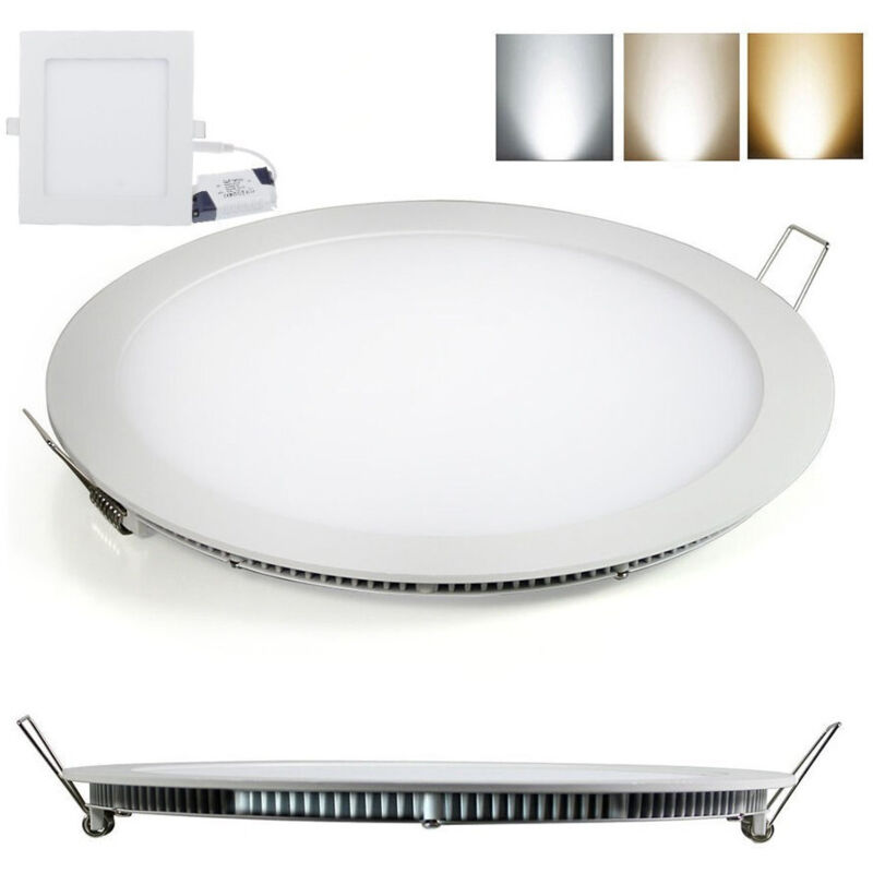 foto del prodotto trade shop traesio - faretto led 18w ultra slim quadrato incasso a molla con led driver 22.5cm - -bianco caldo tondo -
