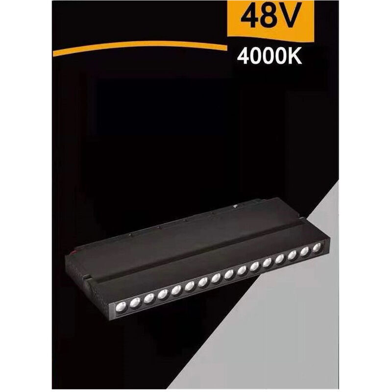 foto del prodotto trade shop traesio faretto led 24 w magnetico rettangolare per binario 48v luce 3000k 4000k fr r300 bianco naturale 
