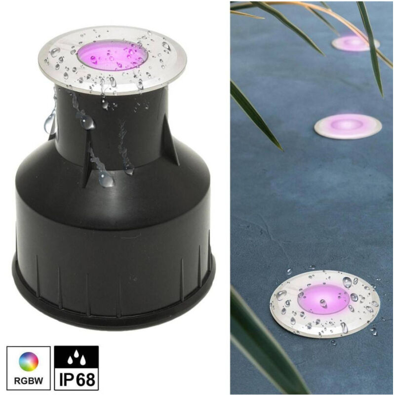 foto del prodotto trade shop traesio faretto led 24v rgbw calpestabile segnapassi incasso ip68 4 w rgb 4000k dmx luci 