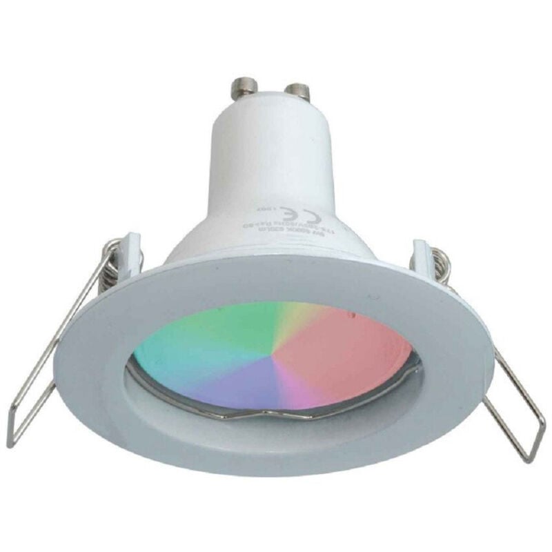 foto del prodotto trade shop traesio - faretto led 6 w incasso 6cm tondo rgb+3000k rgbw gu10 effetti luce colorata 230v - bianco