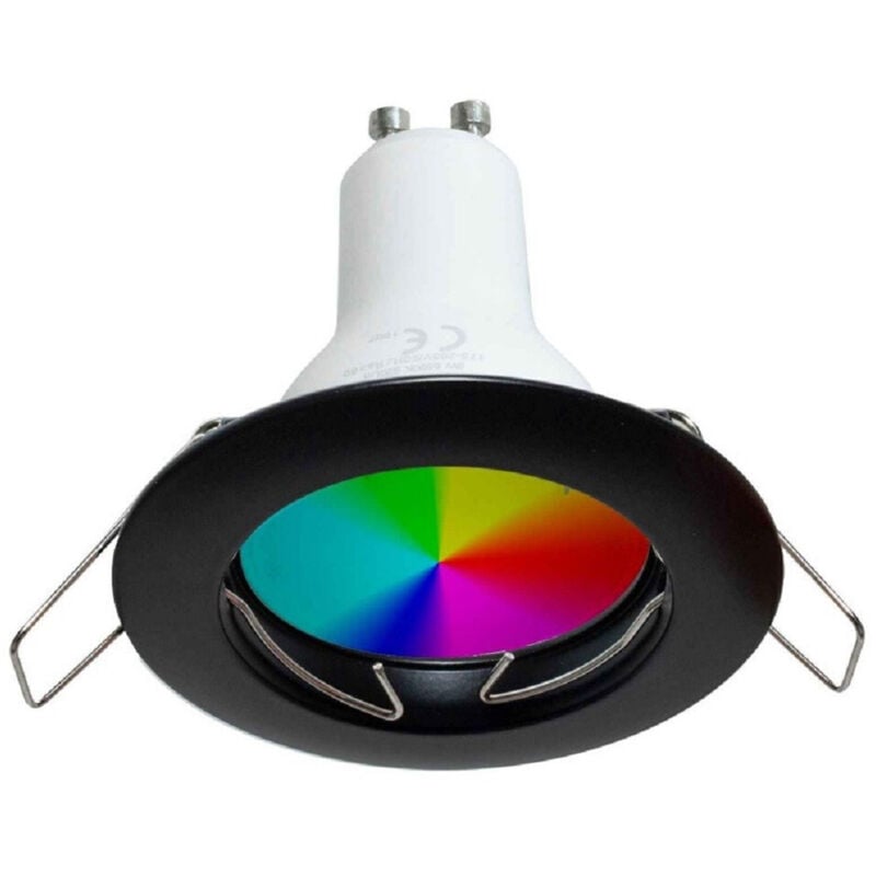 foto del prodotto trade shop traesio faretto led 6 w incasso 6cm tondo rgb 3000k rgbw gu10 effetti luce colorata 230v nero