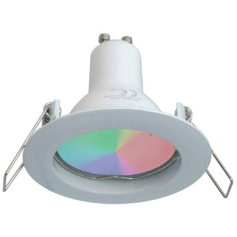 foto del prodotto trade shop traesio faretto led 6w incasso 6 cm tondo rgb 6000k rgbw gu10 effetti luce colorata 230v bianco