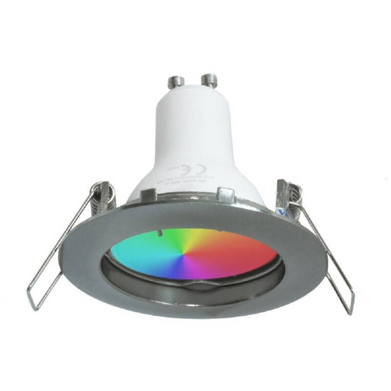 foto del prodotto trade shop traesio faretto led 6w incasso 6 cm tondo rgb 6000k rgbw gu10 effetti luce colorata 230v silver