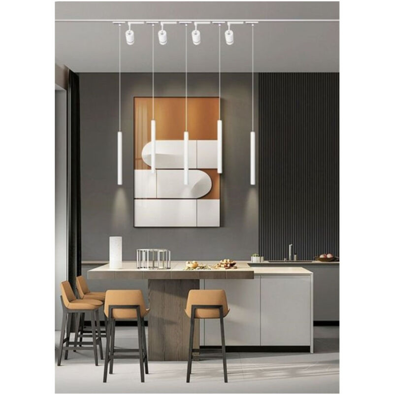 foto del prodotto trade shop traesio faretto led a sospensione 3 w cilindro per binario track monofase lampada lp 80 bianco