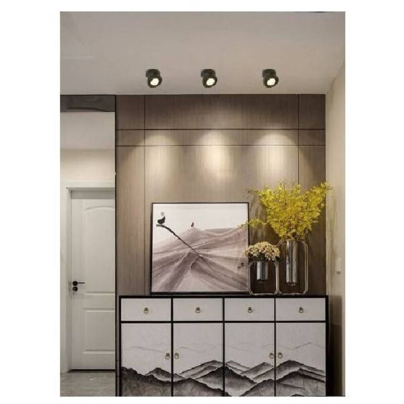 foto del prodotto trade shop traesio faretto led a superficie orientabile 7watt luce naturale fredda ip20 nero f 7w n bianco naturale 