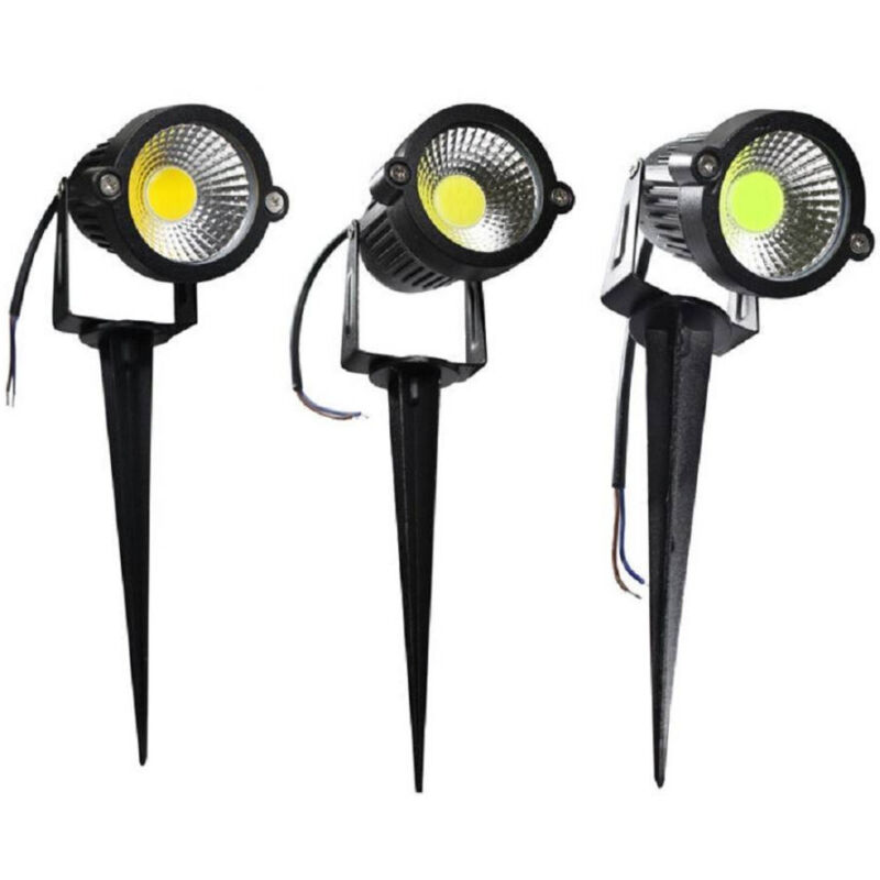 foto del prodotto trade shop traesio faretto led cob 5 w picchetto esterno giardino es06 luce 4000k 6500k 3000k verde bianco caldo 