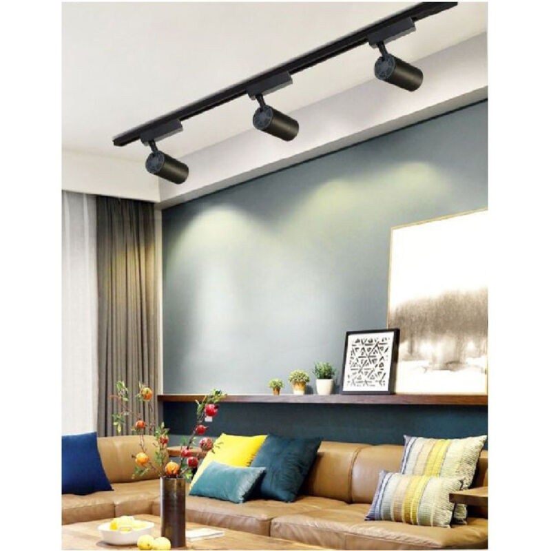 foto del prodotto trade shop traesio faretto led cob con binario 30w lampada pista luce fredda naturale calda f30w 9h bianco caldo 