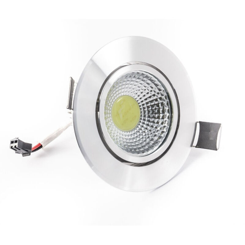 foto del prodotto trade shop traesio faretto led cob incasso da 3w 5w 7w 12w 20w 30w con molle alette alta potenza silver bianco freddo 3 watt