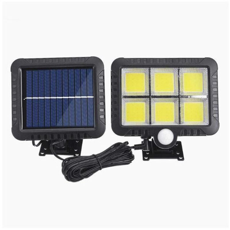 foto del prodotto trade shop traesio - faretto led da esterno con pannello solare con sensore di movimento telecomando -