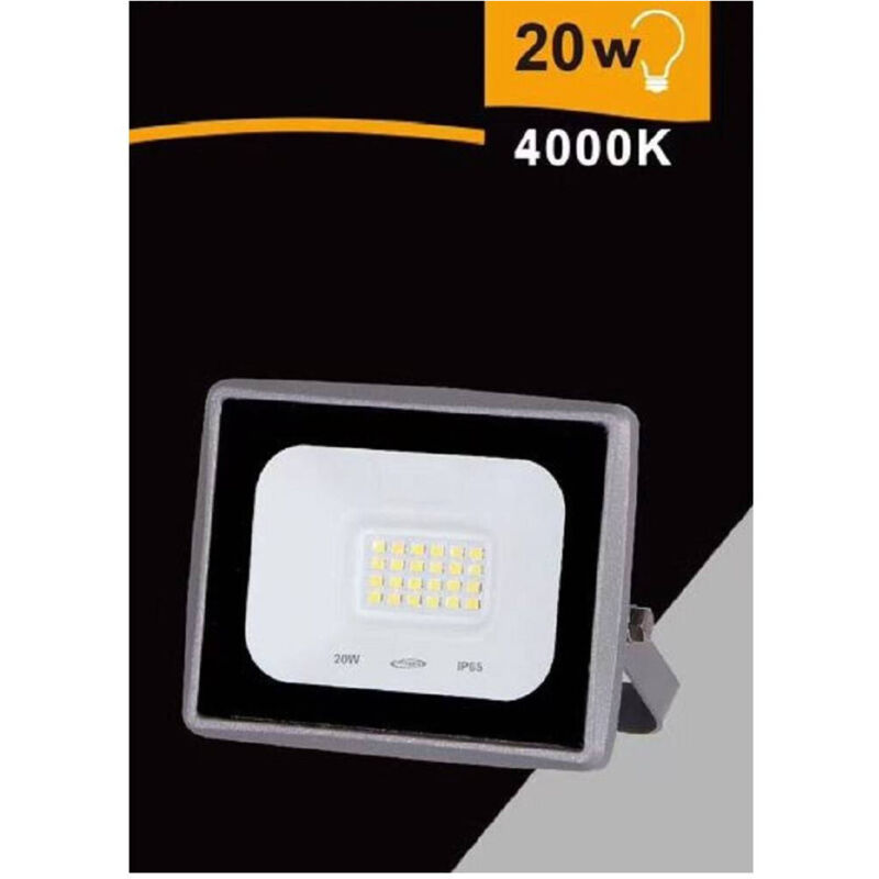 foto del prodotto trade shop traesio faretto led faro 20 w 1800 lm ip65 grigio luce calda fredda naturale ek02 20w g bianco naturale 