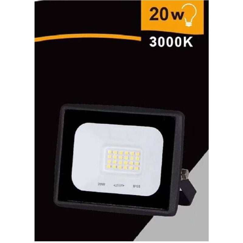 foto del prodotto trade shop traesio faretto led faro 20 watt 1800 lm ip65 nero luce fredda calda naturale ek02 20w n bianco caldo 