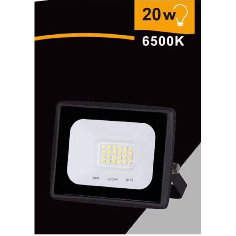 foto del prodotto trade shop traesio faretto led faro 20 watt 1800 lm ip65 nero luce fredda calda naturale ek02 20w n bianco freddo 