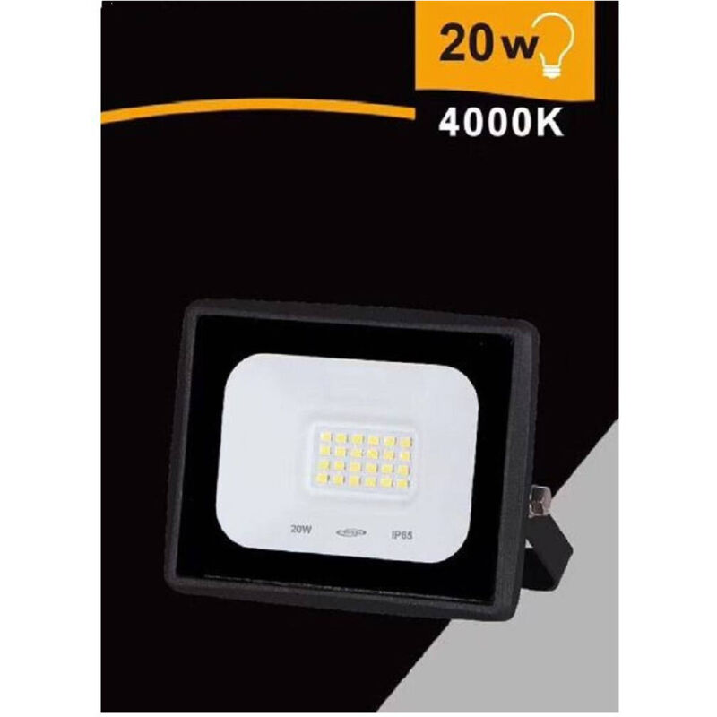 foto del prodotto trade shop traesio faretto led faro 20 watt 1800 lm ip65 nero luce fredda calda naturale ek02 20w n bianco naturale 