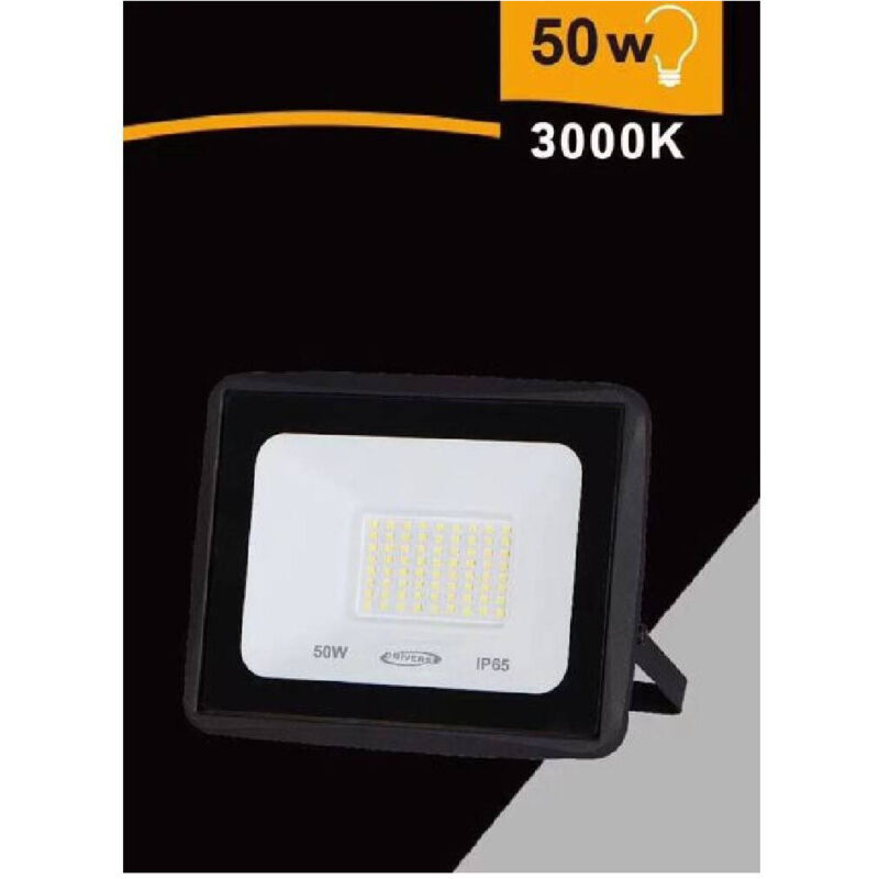 foto del prodotto trade shop traesio faretto led faro 50 watt 4500 lm ip65 nero luce calda fredda naturale ek02 50w n bianco caldo 