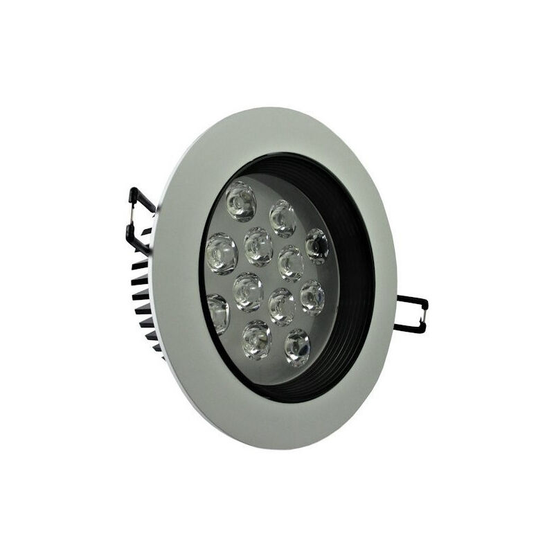 foto del prodotto trade shop traesio faretto led incasso a molla con alette 3 5 7 9 12 15 18 w cornice telaio bianco bianco caldo 12 watt