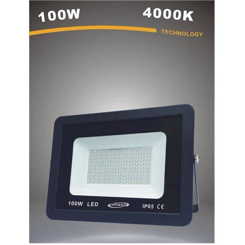 foto del prodotto trade shop traesio faretto led proiettore da esterno 100w nero ip65 luce 6500k 4000k 3000k bianco naturale 