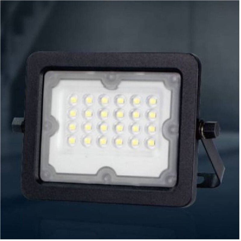 foto del prodotto trade shop traesio faretto led proiettore slim esterno nero 20w ip65 luce 4000k 6500k 3000k fs20w n bianco freddo 