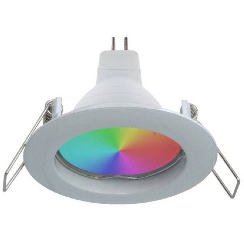 foto del prodotto trade shop traesio faretto led rgb 6000k 6 w 12v incasso 6cm tondo rgbw effetti luce colorata barca bianco