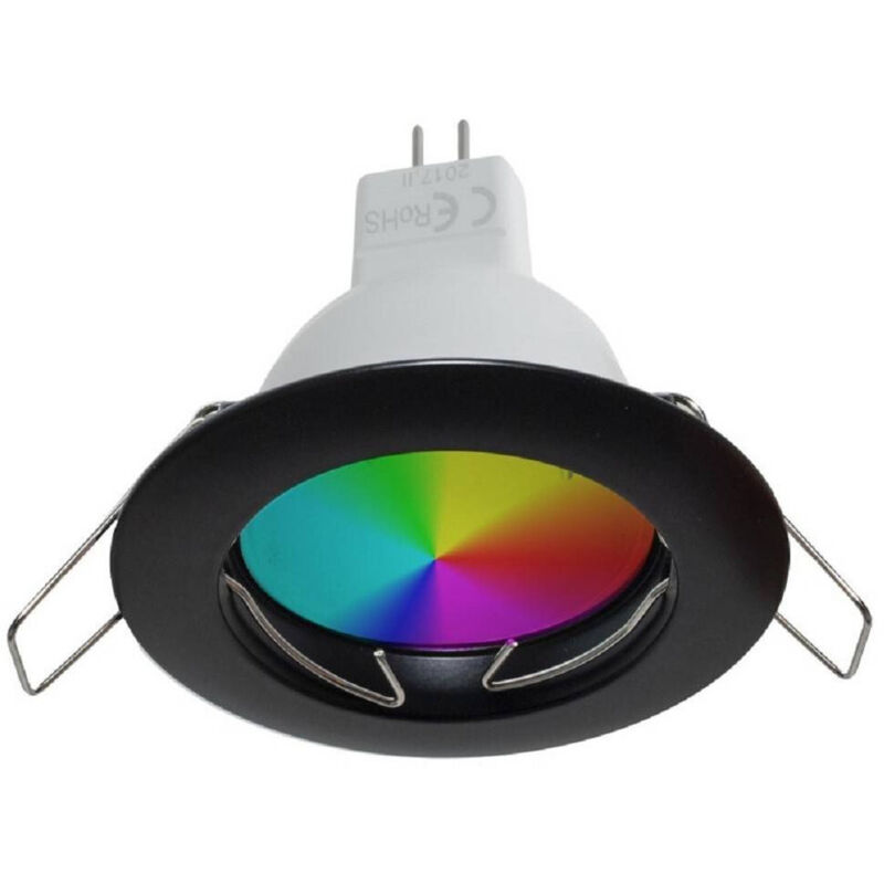 foto del prodotto trade shop traesio faretto led rgb 6000k 6 w 12v incasso 6cm tondo rgbw effetti luce colorata barca nero
