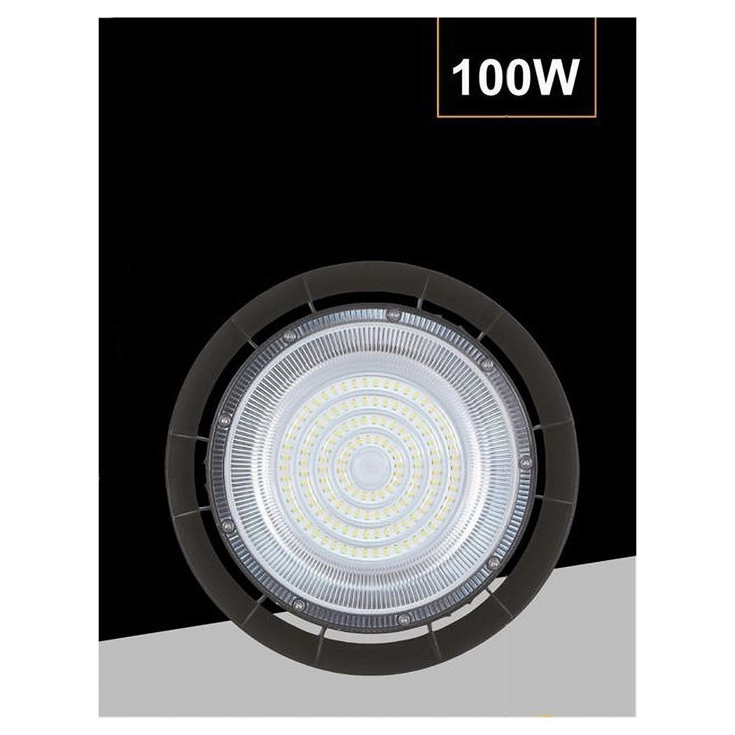 foto del prodotto trade shop traesio faretto led ufo lampada a sospensione 100 watt ip65 luce naturale 4000k he 100w 
