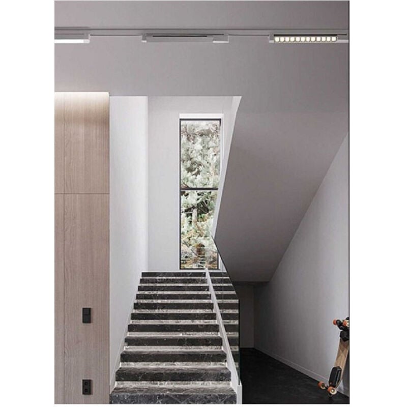 foto del prodotto trade shop traesio faretto orientabile binario 12w 6 led bianco nero luce 6500k 4000k 3000k pst 27 bianco bianco caldo 