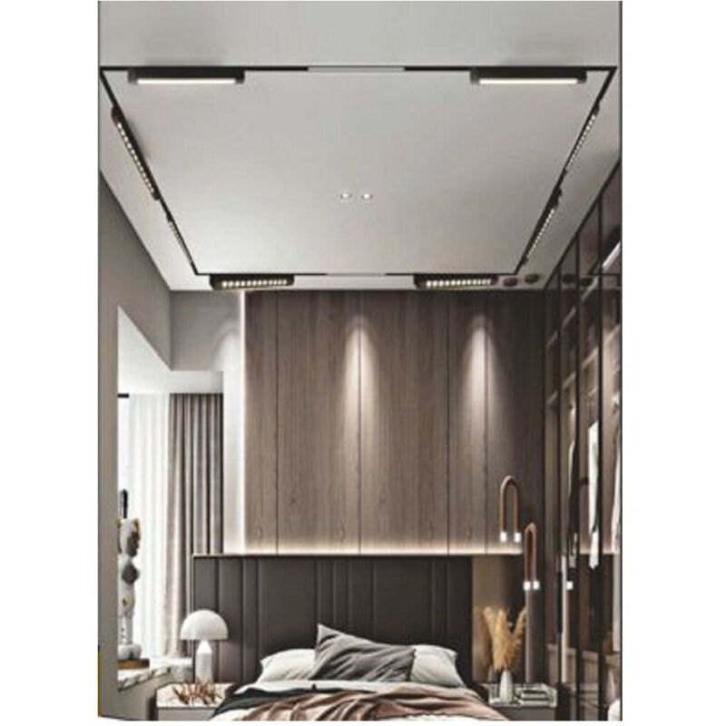 foto del prodotto trade shop traesio faretto orientabile binario 12w 6 led bianco nero luce 6500k 4000k 3000k pst 27 nero bianco naturale 