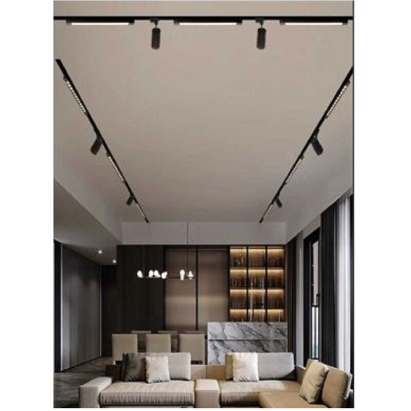 foto del prodotto trade shop traesio faretto orientabile binario 26 w 12led bianco nero luce 3000k 6500k 4000k pst 47 nero bianco caldo 