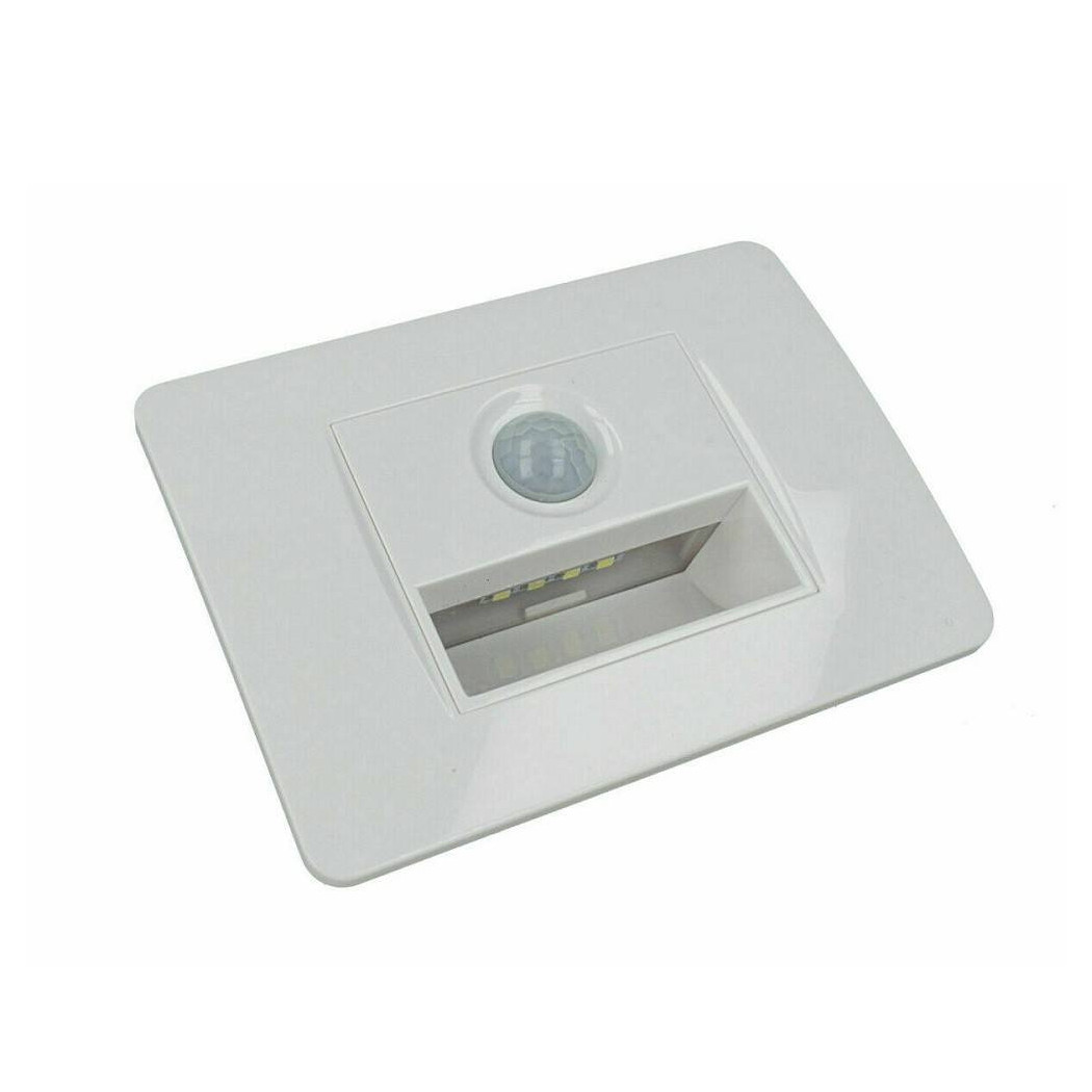 foto del prodotto trade shop traesio faretto segnapasso a led per scatola 503 con sensore movimento luce fredda 6500k bianco