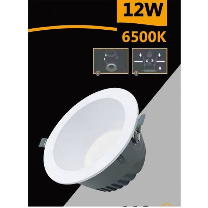 foto del prodotto trade shop traesio faretto smd led da incasso rotondo 12 watt 1100 lumen luce 4000k 6500k gl ag12 bianco freddo 