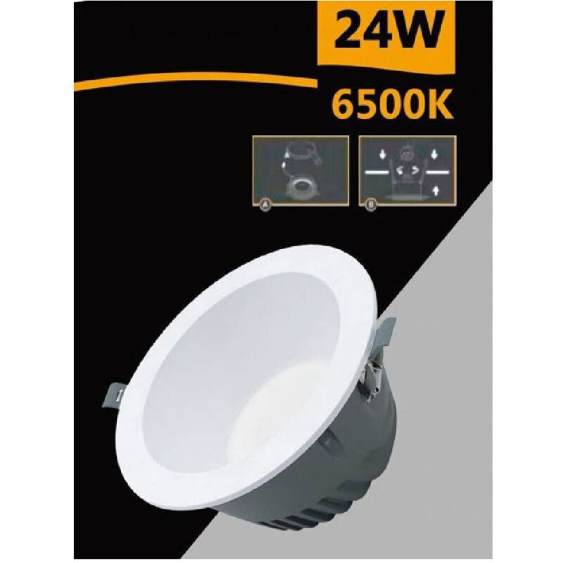 foto del prodotto trade shop traesio faretto smd led da incasso rotondo 24watt 2400lm luce bianco 4000k 6500k gl ag24 bianco freddo 