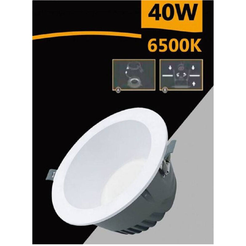 foto del prodotto trade shop traesio faretto smd led da incasso rotondo 40 w 4000 lm luce bianca 6500k 4000k gl ag40 bianco freddo 
