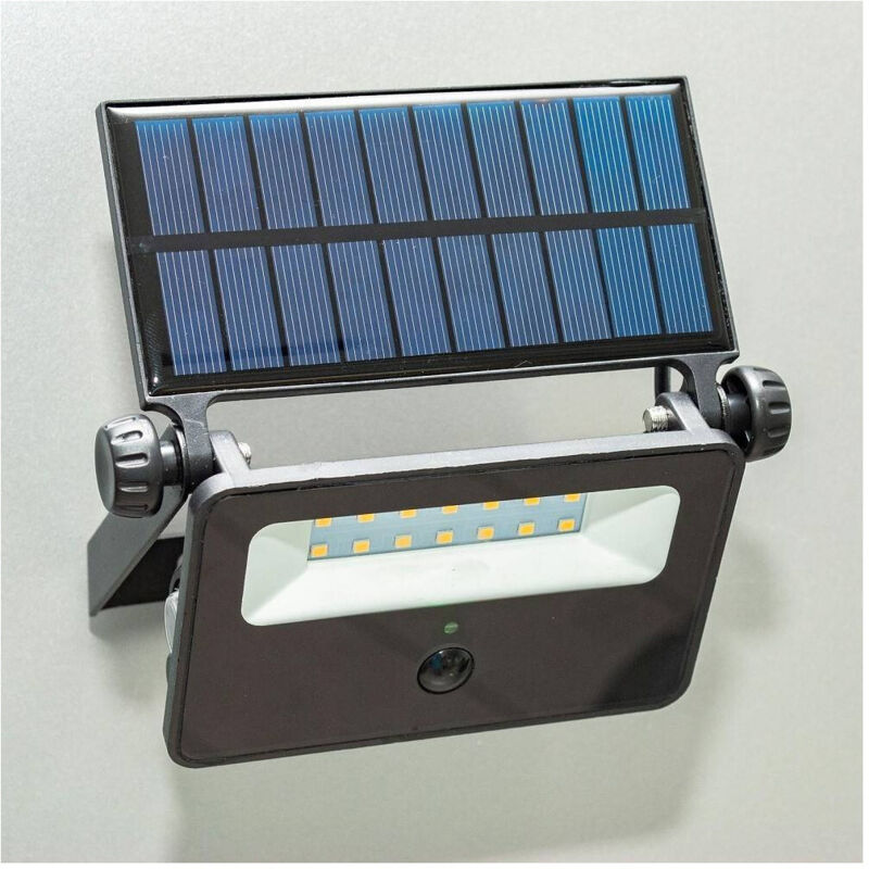 foto del prodotto trade shop traesio faretto solare ip65 ricaricabile parete sensore crepuscolare movimento led 8 w 