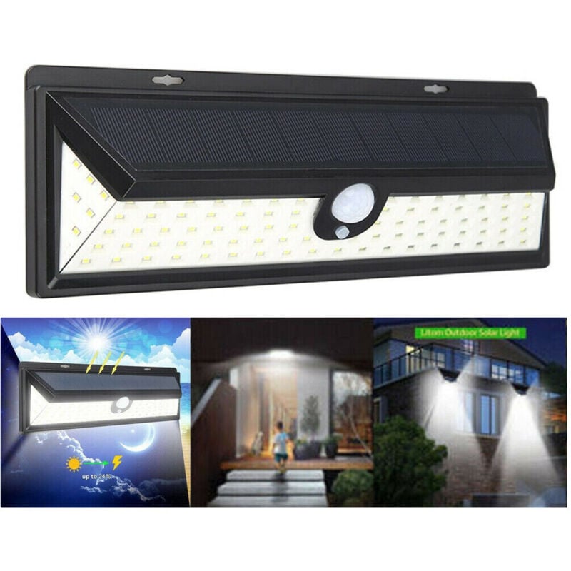 foto del prodotto trade shop traesio faro 190 led con pannello solare e sensore di movimento faretto crepuscolare 30w 