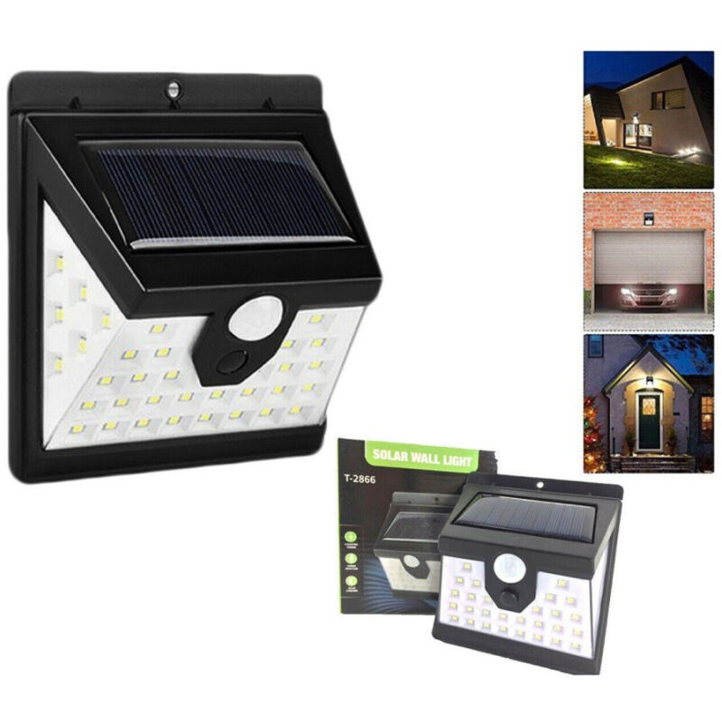 foto del prodotto trade shop traesio faro 40 led con pannello solare e sensore di movimento faretto crepuscolare 