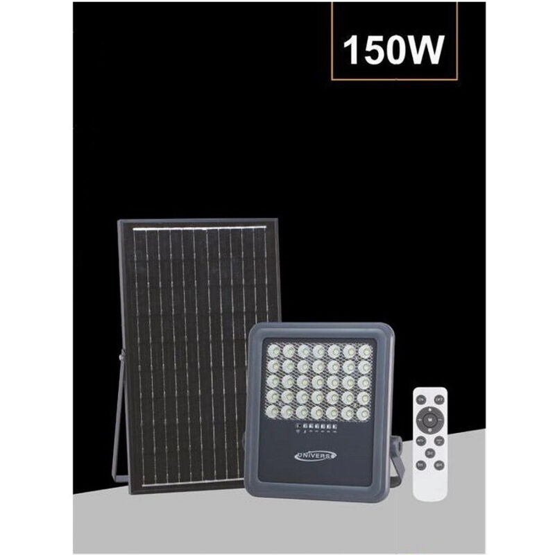 foto del prodotto trade shop traesio faro a led 150watt con pannello solare luce naturale 4000k telecomando tk09 150w 