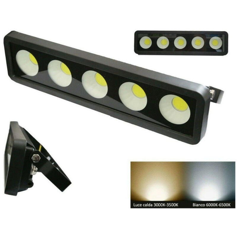 foto del prodotto trade shop traesio faro a led da esterno slim faretto sottile ip65 50 watt led flood con staffa bianco freddo 