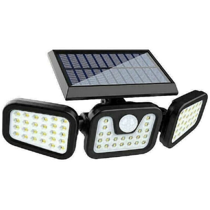 foto del prodotto trade shop traesio - faro energia solare led con pannello faretto sensore movimento 30w 74led ta103 -