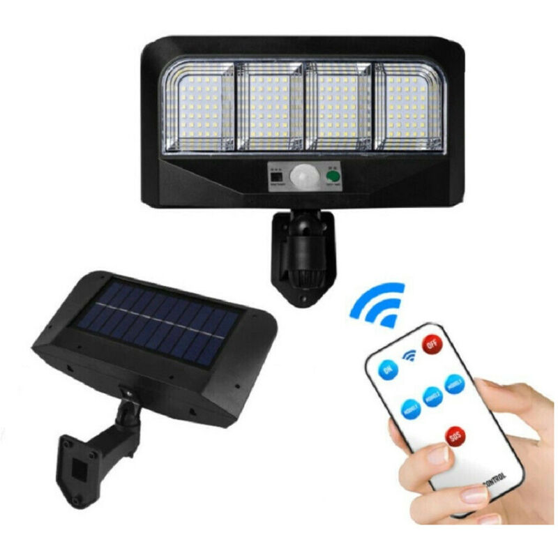 foto del prodotto trade shop traesio faro energia solare led pannello faretto sensore di movimento 50w 138 led ta116 