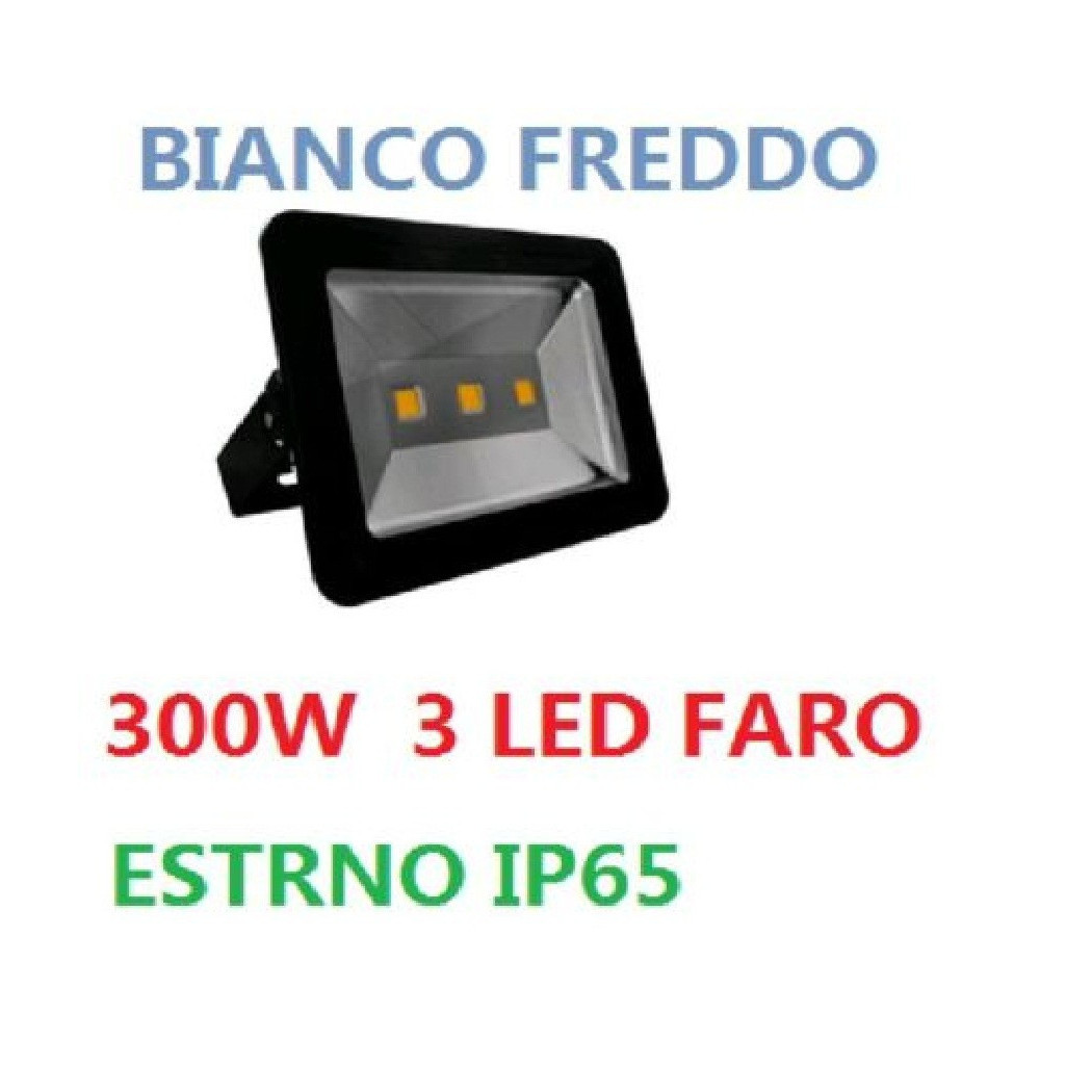 foto del prodotto trade shop traesio faro faretto a led 150w watt nero ip65 da esterno con 3 led alta potenza bianco 