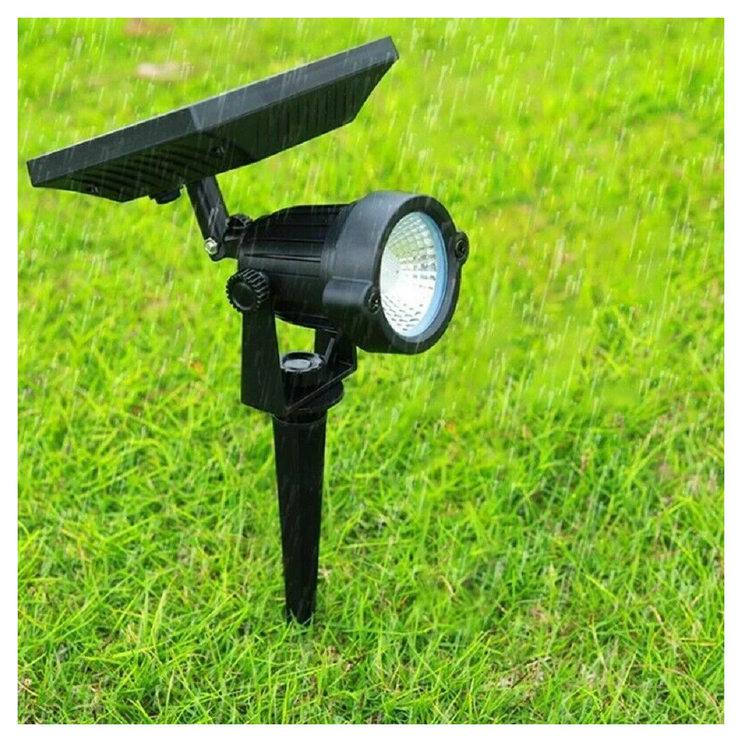 foto del prodotto trade shop traesio faro faretto a led giardino picchetto con pannello solare 10w crepuscolare 