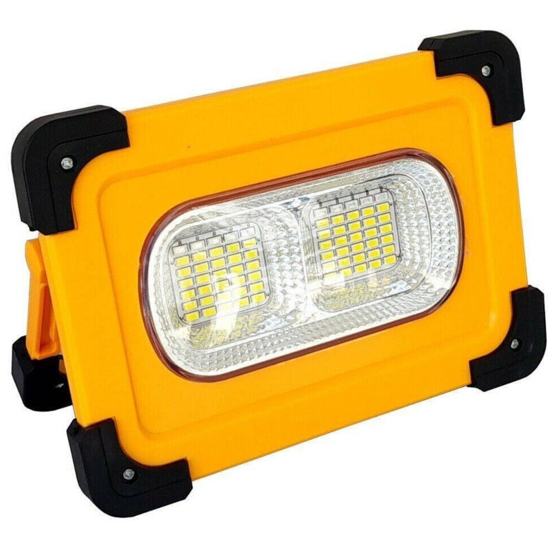 foto del prodotto trade shop traesio faro faretto led 80w con pannello solare ricaricabile torcia da lavoro 92183 