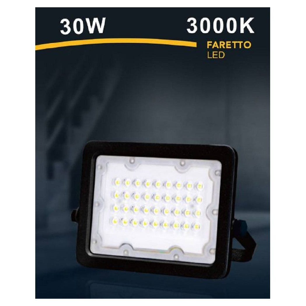 foto del prodotto trade shop traesio faro faretto led proiettore esterno nero 30w ip65 luce 6500k 4000k 3000k fs30w n bianco caldo 