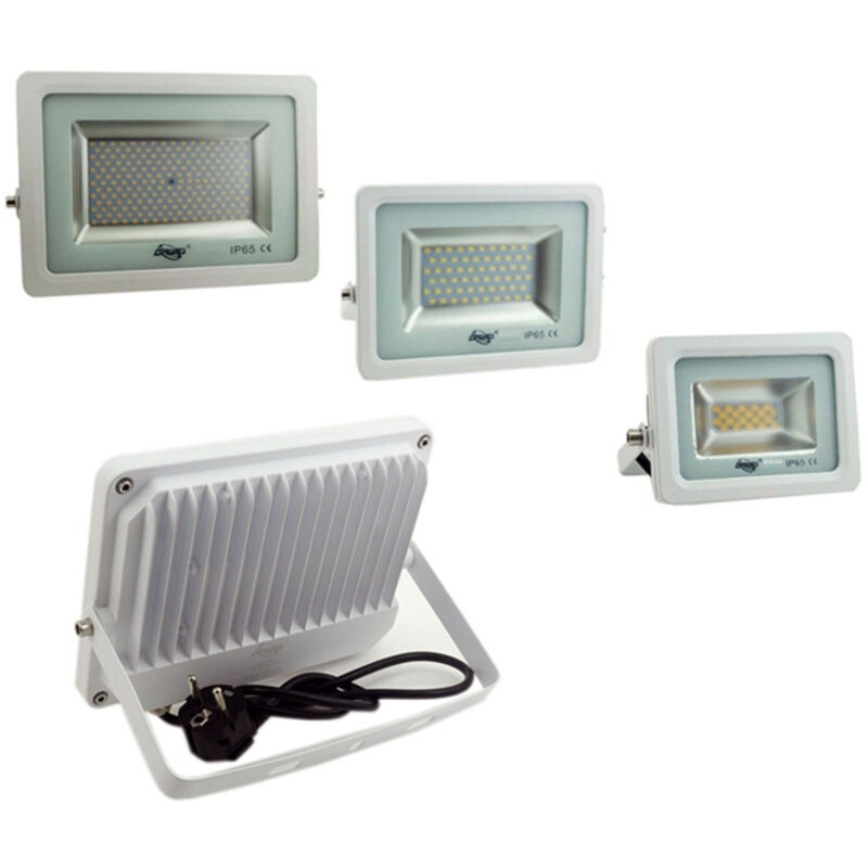 foto del prodotto trade shop traesio faro faretto led smd 10w 20w 30w 50w 100w ultra slim da esterno colore bianco 50 watt