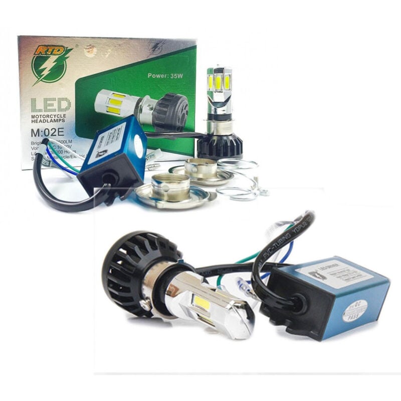 foto del prodotto trade shop traesio faro lampada led h4 h6 6 kit per moto motocicletta 35w watt mod. m02e 3500 lmn 