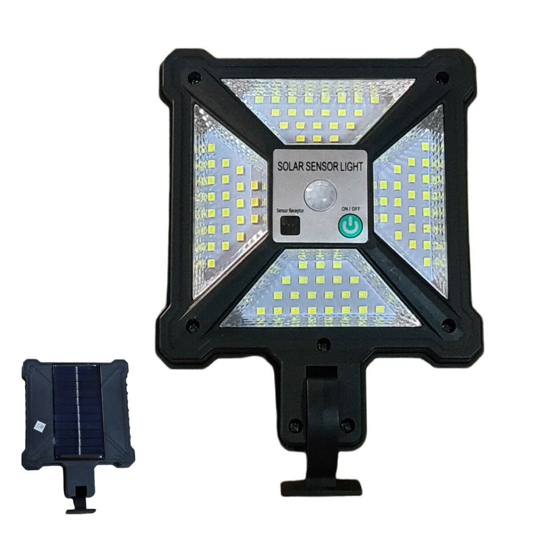 foto del prodotto trade shop traesio faro lampione stradale con pannello solare sensore di movimento led telecomando 