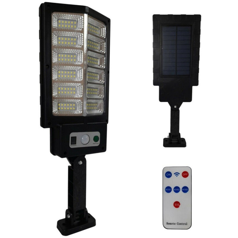 foto del prodotto trade shop traesio faro lampione stradale pannello solare con sensore telecomando 144led 60w t936 c 