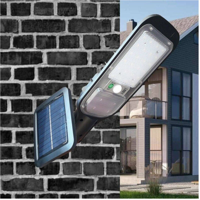 foto del prodotto trade shop traesio faro lampione stradale pannello solare sensore di movimento 24 led 120w jx 516 