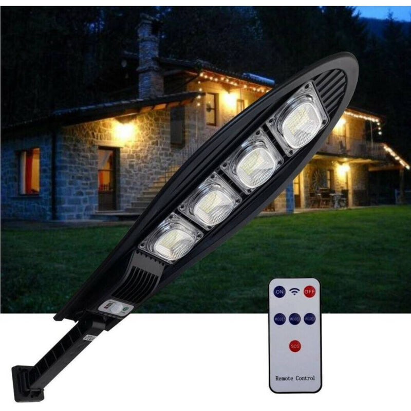 foto del prodotto trade shop traesio faro lampione stradale solare con sensore di movimento telecomando 168 led w779b 