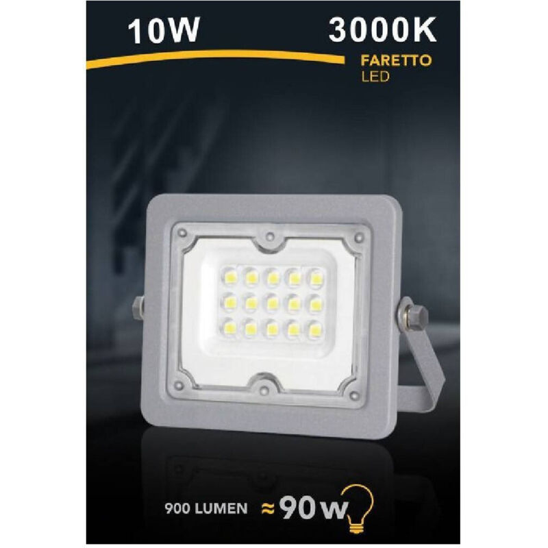 foto del prodotto trade shop traesio faro led 10 w ultra slim grigio esterno ip65 luce fredda naturale calda fs10w g bianco caldo 
